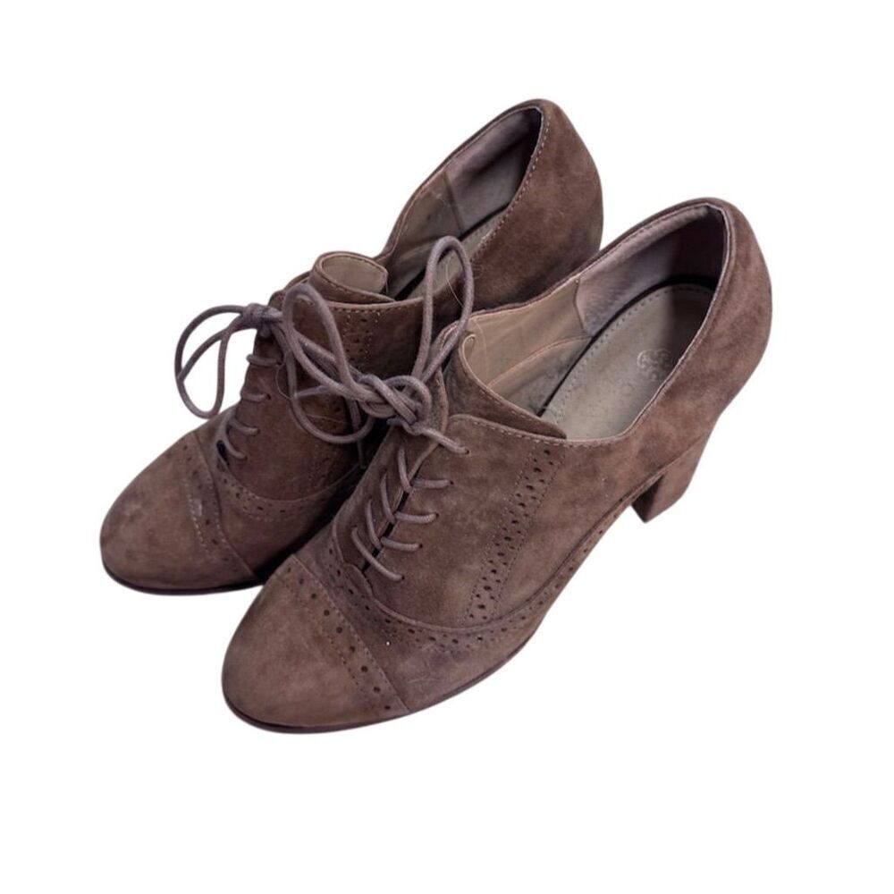 EUC Isola Women's Brown Suede Lace-Up Oxford Heels Size 9.5 - Picture 2 of 5